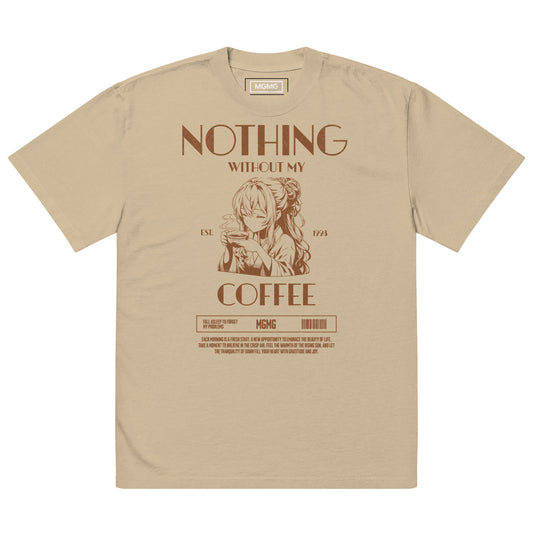 (Nothing Without My Coffee) Oversized faded t-shirt